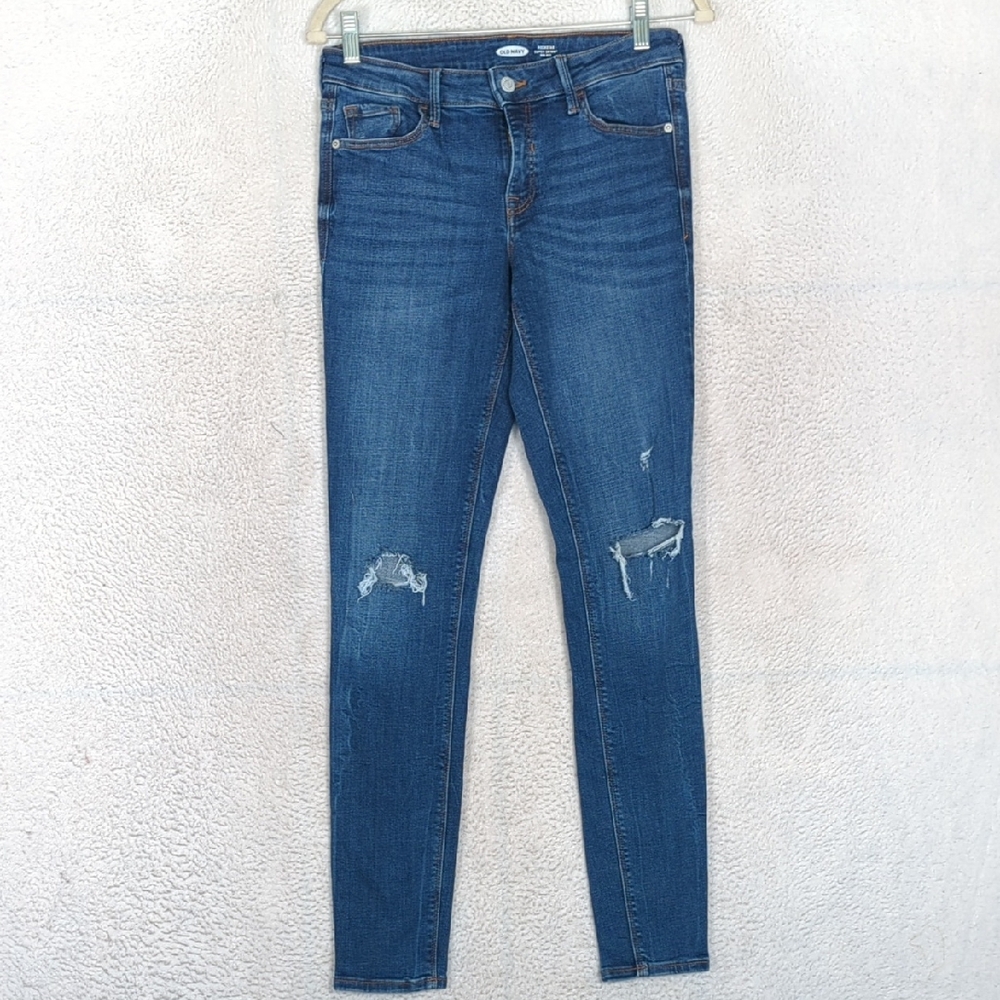 Old Navy Women's Rockstar Distressed Mid-Rise Skinny Jeans Size 4 Tall